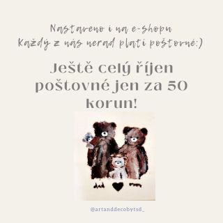 Celý říjen Vám můžu poslat Vaši objednávku jen za 50 korun 🙋🏽‍♀️ Kromě poslání si můžete na e-shopu navolit osobní předání...